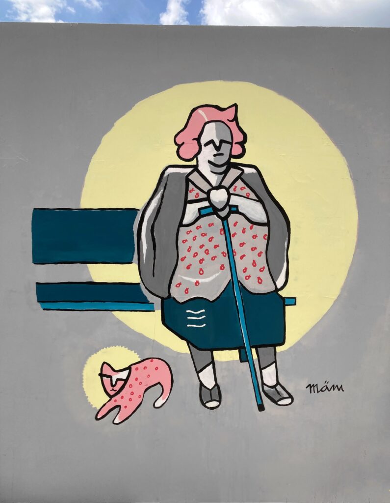 mam yesmaem tina mamczur mural lakkos, old lady and cat, the invisibles